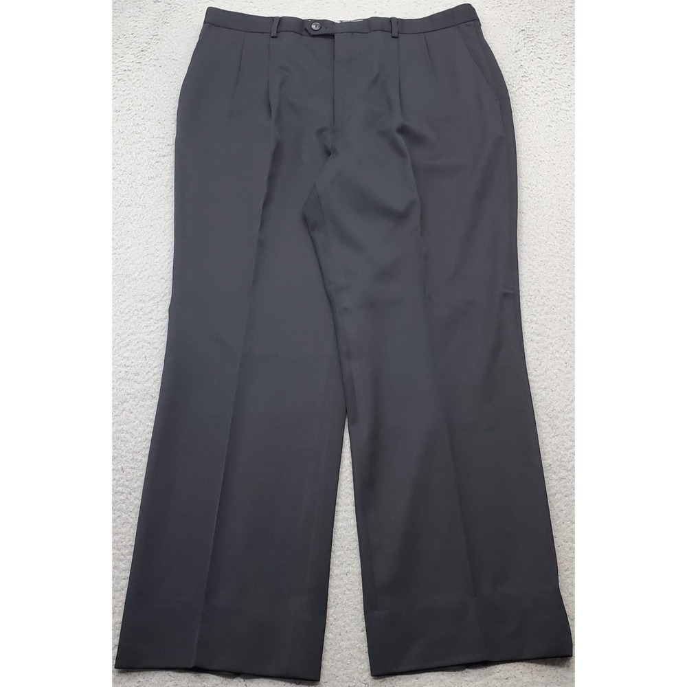 Louis Raphael Dress Pants Mens 38 Black Pleated Pure Wool Career OfficeWear
